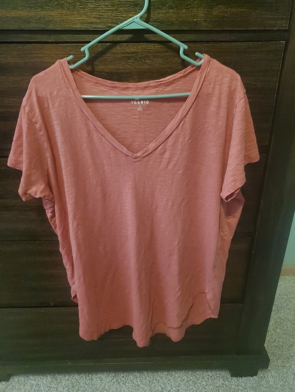 Torrid Women's V-Neck Short Sleeve Top - Dusty Rose